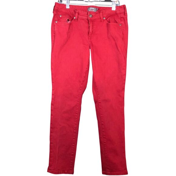 Torrid Women Jeans Deep Red Denim Mid Rise Boyfriend Straight Vintage Stretch 10 - Picture 1 of 12